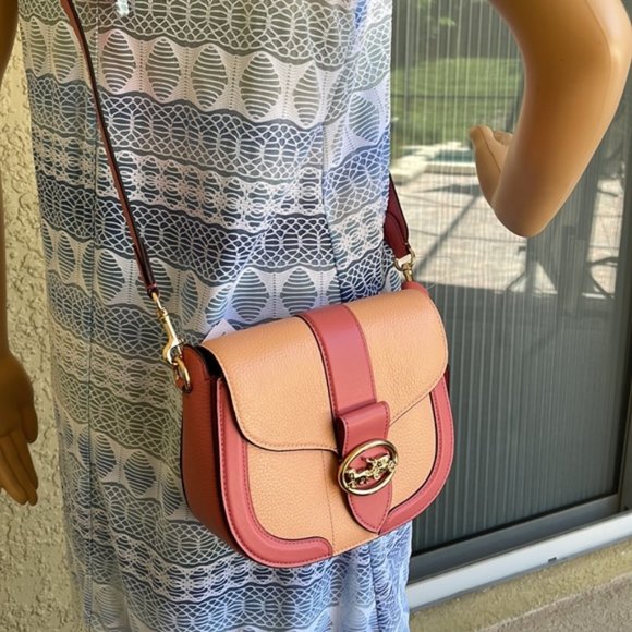 Coach Georgie Saddle Bag In Colorblock - Picture 10 of 16